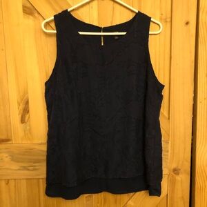 Apt. 9 Dark Blue Textured Sleeveless Blouse Womens L